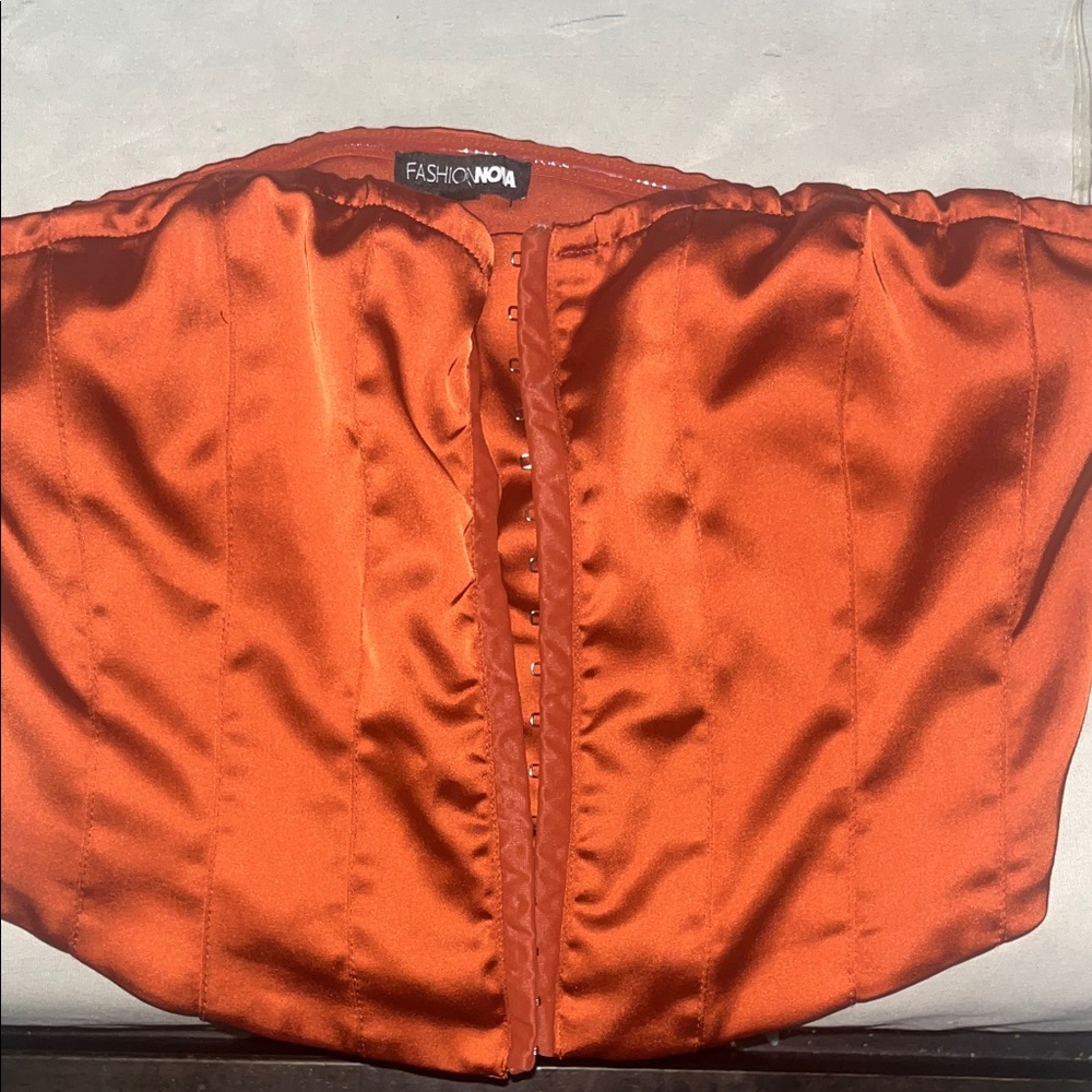 Fashion Nova Orange Satin Corset Top